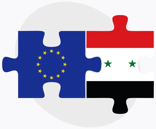 Banderas de la Unión Europea y Siria — Archivo Imágenes Vectoriales