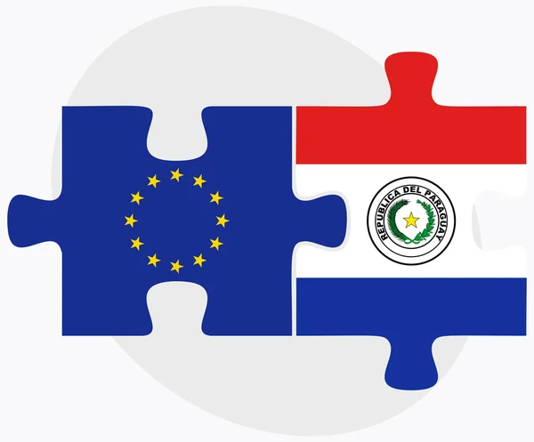 Európai Unió és Paraguay zászlók — Stock Vector
