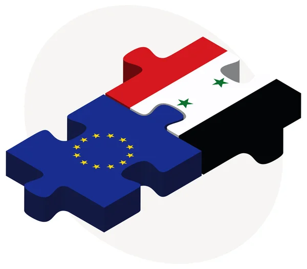 Europese Unie en Syrië vlaggen — Stockvector