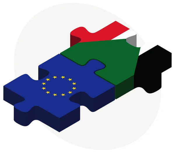 Vlaggen van de Europese Unie en Sudan — Stockvector