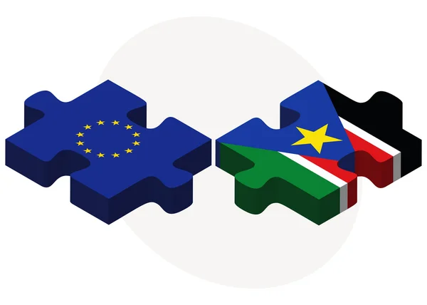 Europese Unie en Zuid-Soedan vlaggen — Stockvector