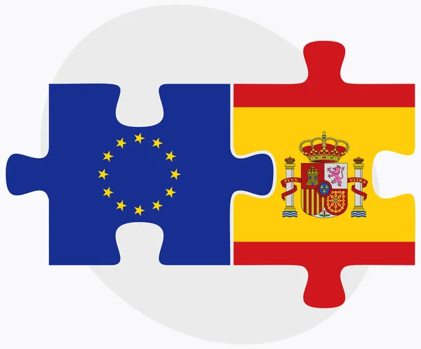 Unii Europejskiej i Hiszpania flagi — Wektor stockowy
