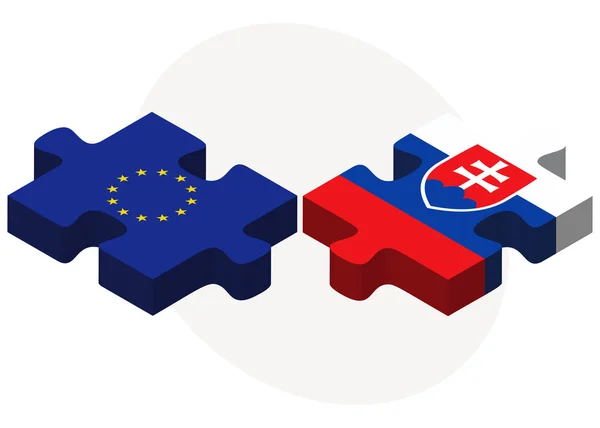 Bandeiras da União Europeia e da Eslováquia — Vetor de Stock