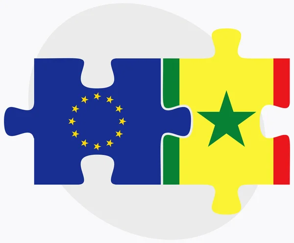 Europese Unie en Senegal vlaggen — Stockvector