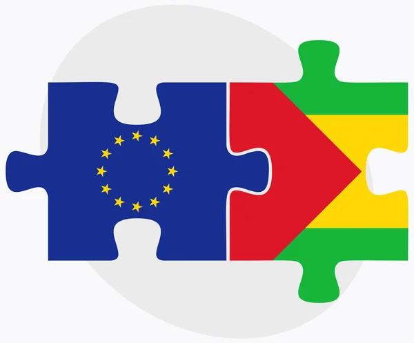 Европейский союз и флаги Сан-Томе и Принсипи — стоковый вектор