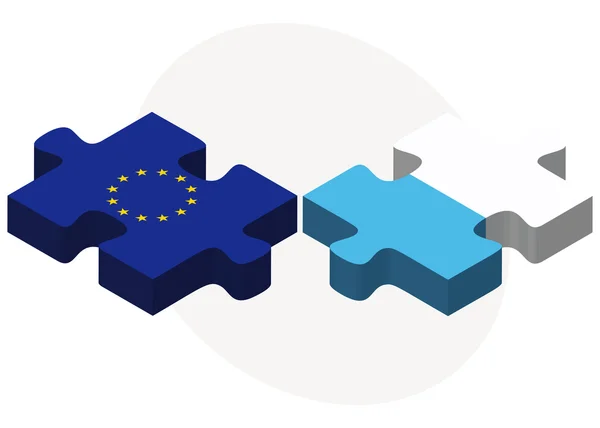 Banderas de la Unión Europea y San Marino en rompecabezas — Archivo Imágenes Vectoriales