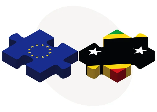Europese Unie en Saint Kitts en Nevis vlaggen — Stockvector