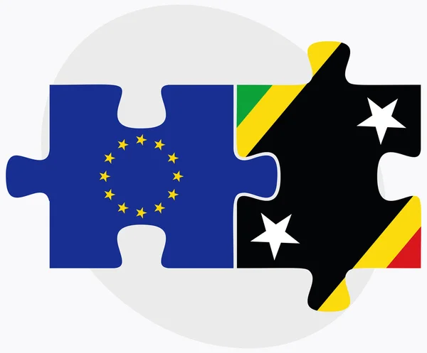 Európai Unió és a Saint Kitts és Nevis zászlók — Stock Vector