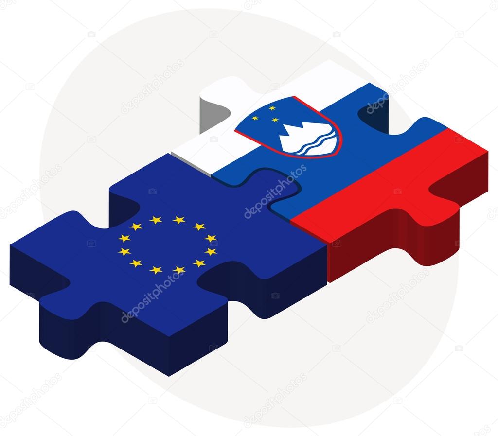 European Union and Slovenia Flags 