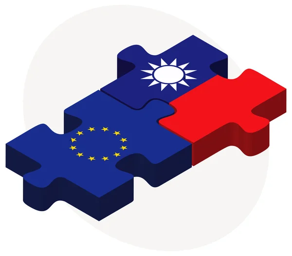 European Union and Taiwan Flags — Stock Vector