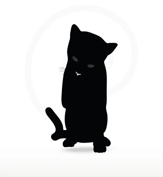 Image vectorielle - silhouette de chat dans la pose de patte de nettoyage — Image vectorielle