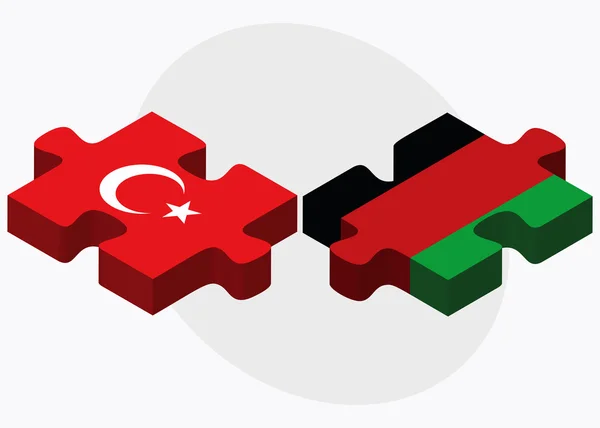 Turecko a Afghánistánu vlajky v puzzle — Stockový vektor
