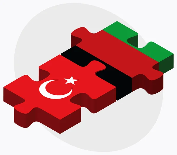 Banderas de Turquía y Afganistán en rompecabezas — Vector de stock