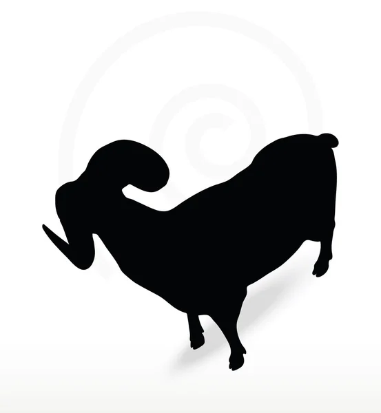 Big horn sheep  silhouette in twist head  pose — Stock Vector