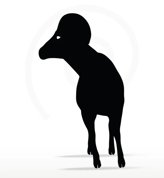 Grande corne de mouton silhouette en tête torsadée pose — Image vectorielle