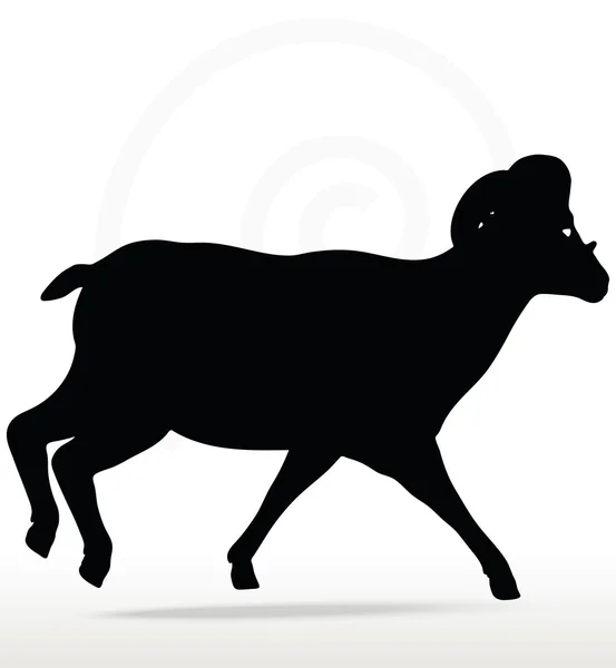 Grande silhouette de mouton de corne en pose courante — Image vectorielle