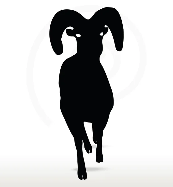 Gran cuerno de oveja silueta en correr pose — Vector de stock