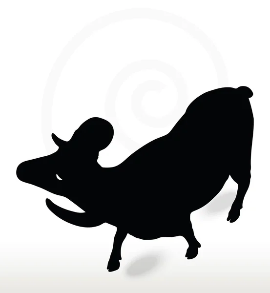 Grande silhouette de mouton de corne dans la pose vers le haut du visage — Image vectorielle