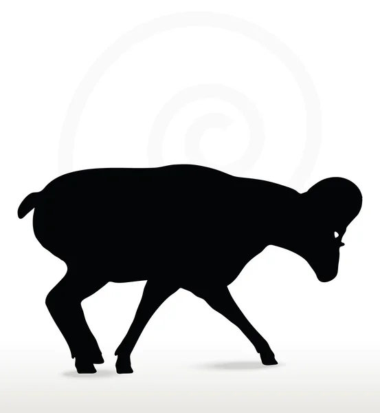 Sylwetka owiec Bighorn w dół wzgórza stwarzają — Wektor stockowy