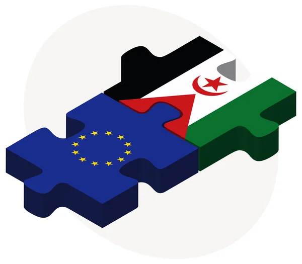 欧洲联盟和西撒哈拉标志 — 图库矢量图片