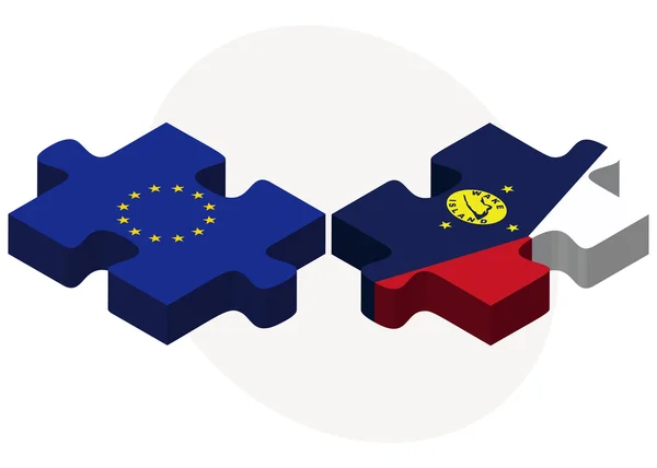 Europeiska unionen och Wake Island flaggor — Stock vektor