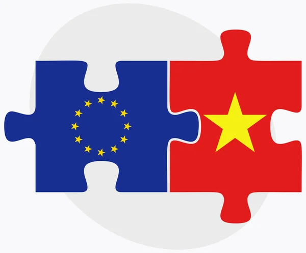 Europeiska unionen och Vietnam flaggor — Stock vektor