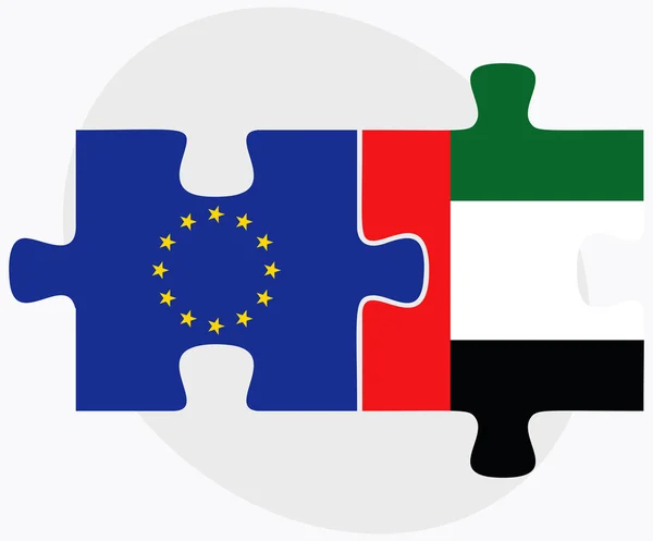 European Union and United Arab Emirates Flags — Stock Vector