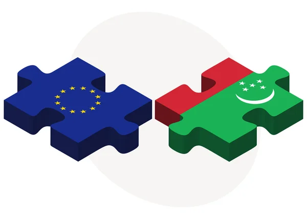 欧洲联盟和土库曼斯坦标志 — 图库矢量图片