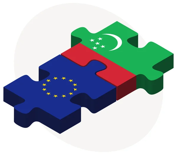 Флаги Европейского союза и Туркменистана — стоковый вектор