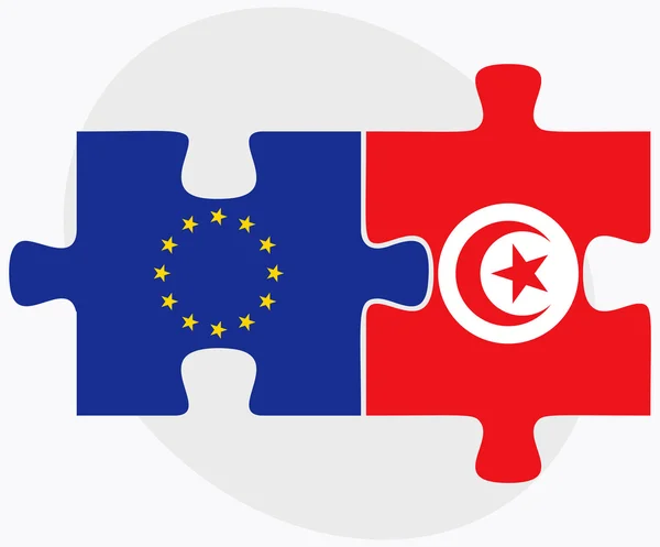 Drapeaux de l'Union européenne et Tunisie — Image vectorielle