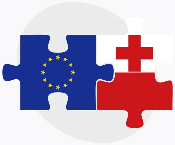 European Union and Tonga Flags — Stock Vector
