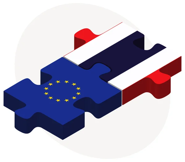 Europäische Union und thailändische Flaggen — Stockvektor