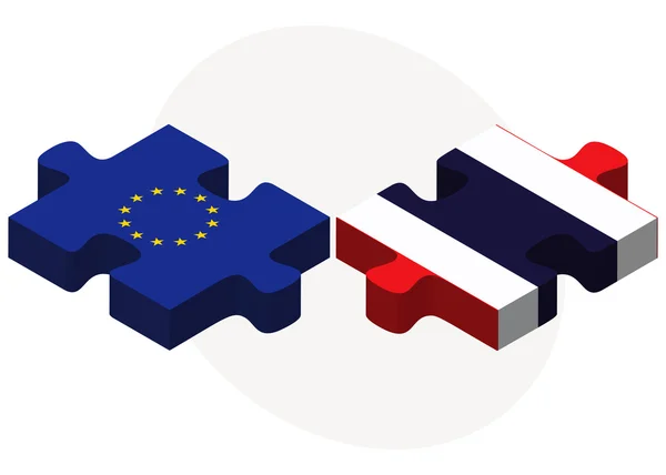 Drapeaux de l'Union européenne et Thaïlande — Image vectorielle