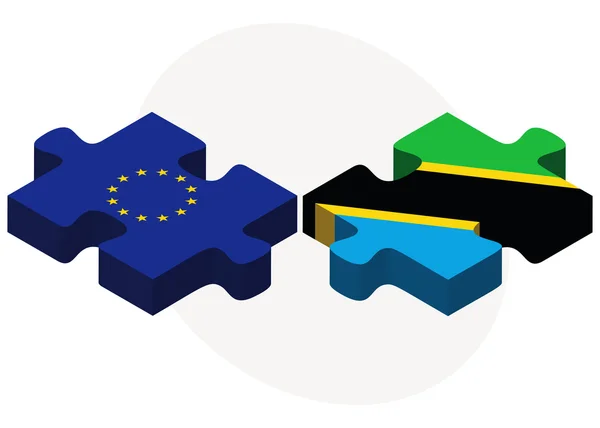 Europese Unie en Tanzania vlaggen — Stockvector