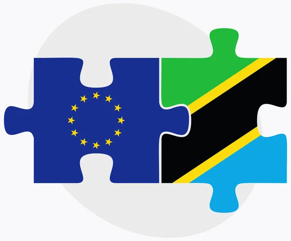 European Union and Tanzania Flags — Stock Vector