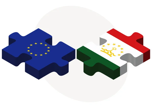 Banderas de la Unión Europea y Tayikistán — Archivo Imágenes Vectoriales