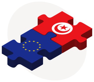 Avrupa Birliği ve Tunus bayrakları 