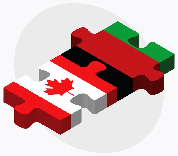 Banderas de Canadá y Afganistán en rompecabezas — Archivo Imágenes Vectoriales