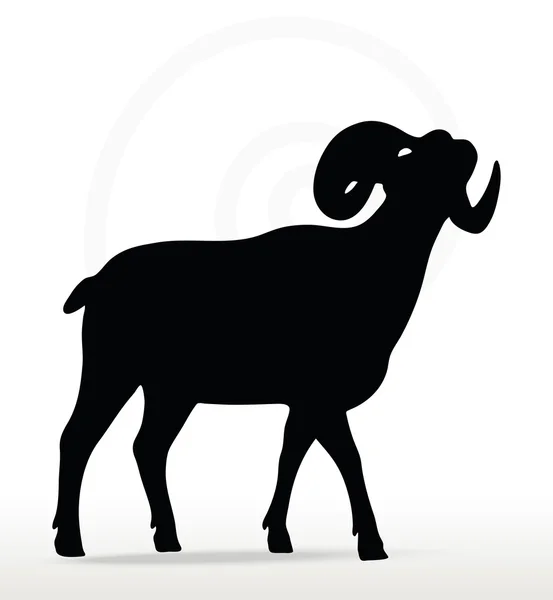 Grande silhouette de mouton de corne dans la pose vers le haut du visage — Image vectorielle