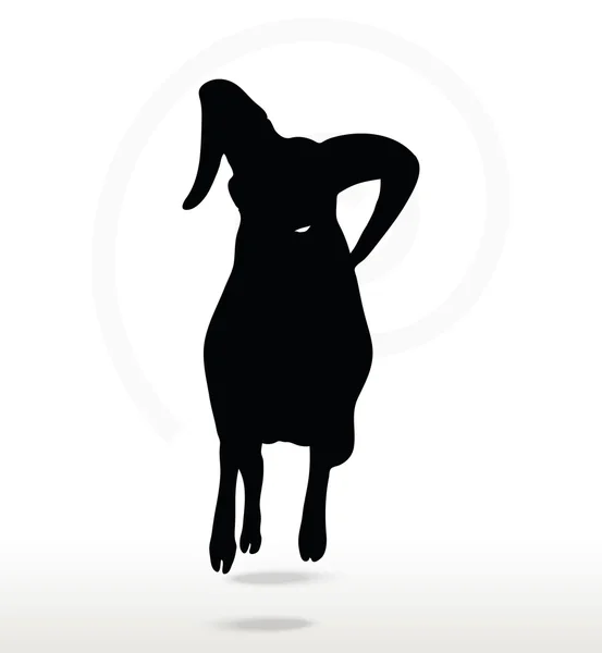 Grande silhouette de mouton de corne dans la pose attaquante — Image vectorielle