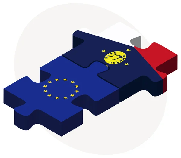 European Union and Wake Island Flags — Stock Vector