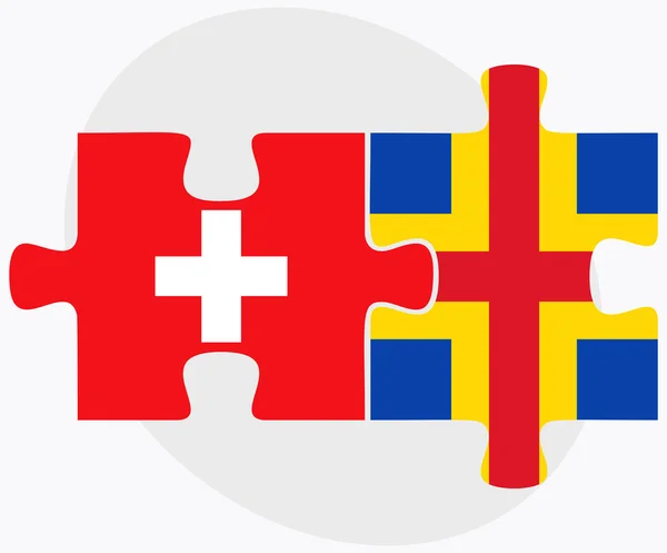 Drapeaux de la Suisse et des îles Aaland — Image vectorielle