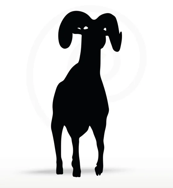 Grande silhouette de mouton corne dans la pose de marche — Image vectorielle