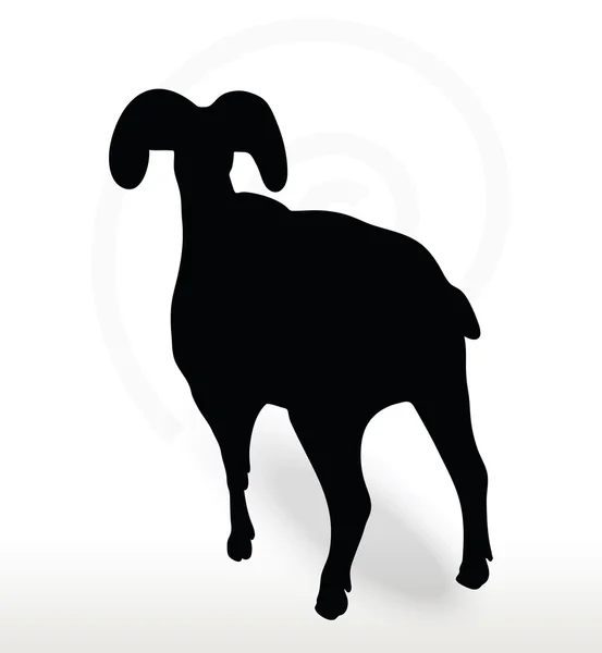 Grande silhouette de mouton de corne dans la pose vers le haut du visage — Image vectorielle