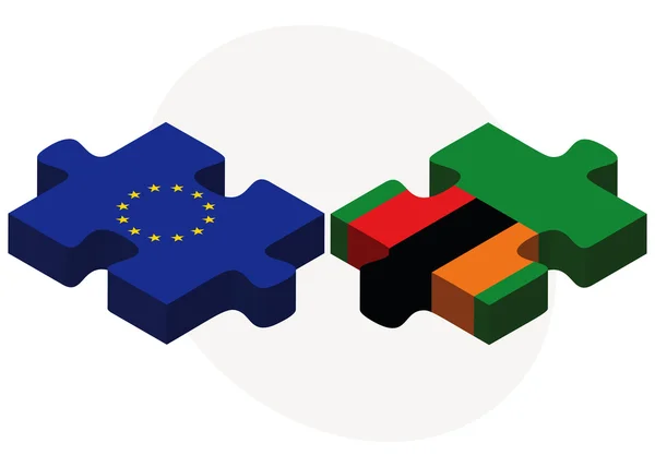 Europese Unie en Zambia vlaggen — Stockvector