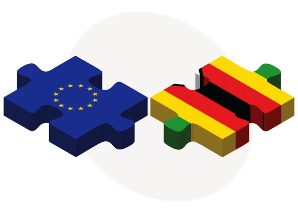 European Union and Zimbabwe Flags — Stock Vector