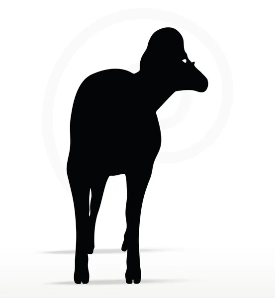 Großes Horn Schafe Silhouette in Twist Head Pose — Stockvektor
