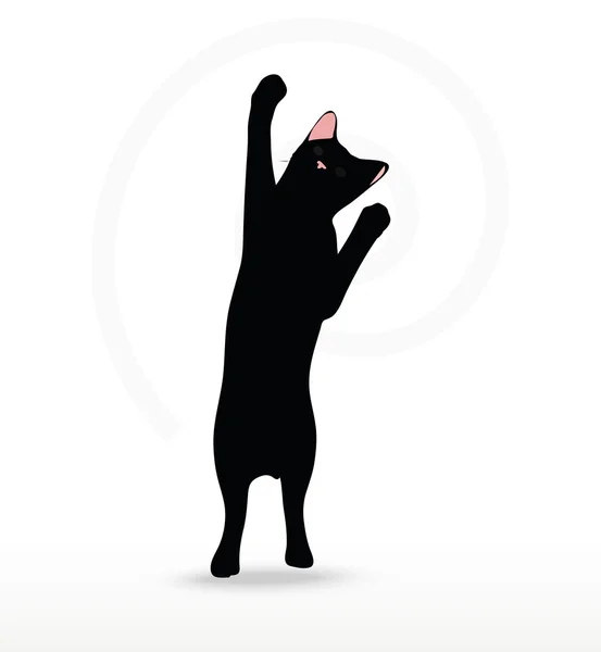 Silueta de gato en pose Reach — Vector de stock