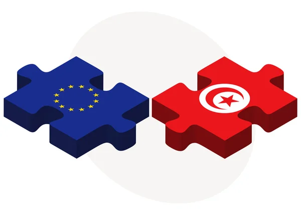 Unione europea e Tunisia Bandiere — Vettoriale Stock