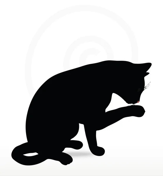 Vector afbeelding - kat silhouet in schoonmaken Paw pose — Stockvector